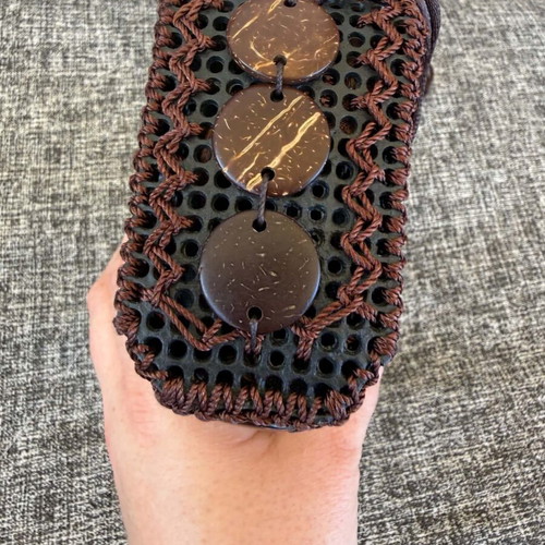 Handmade coconut shoulder bag, brown