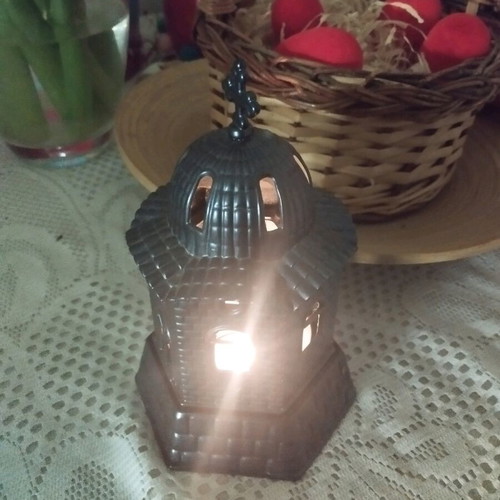 Lantern with cross metal like new, durable