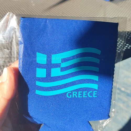 Neoprene Beer Can Coolers Set of 6 with Greek Flag
