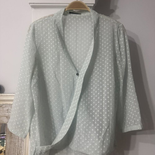 Sisley sheer polka dot blouse, pale green, XS