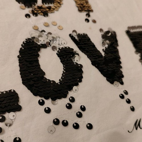 Fitted t-shirt with sequins like new, white, Matoufrance