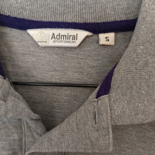 Admiral pique men's polo shirt new, light gray with purple print, size S
