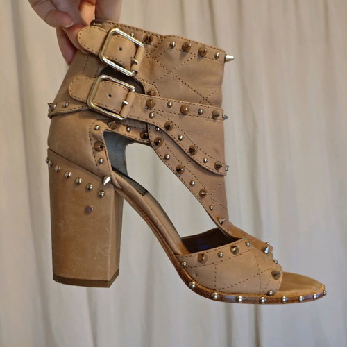 Laurence Dacade Deric studded leather sandals used, beige, size 41