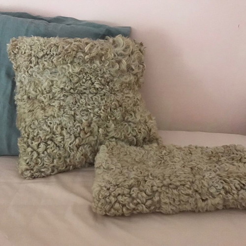Fur pillowcase 40x40cm natural color, 100% leather with fur, new
