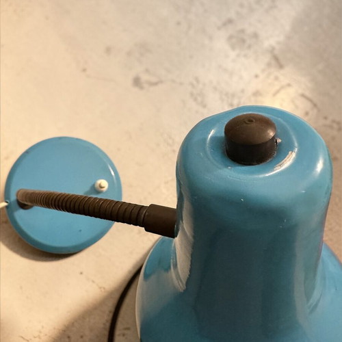Vintage desk lamp 1960s used, turquoise with adjustable neck