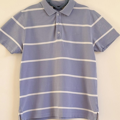 Calvin Klein men's polo shirt like new, blue striped, cotton
