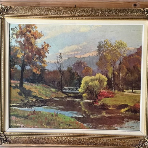 Vintage painting with gold frame used