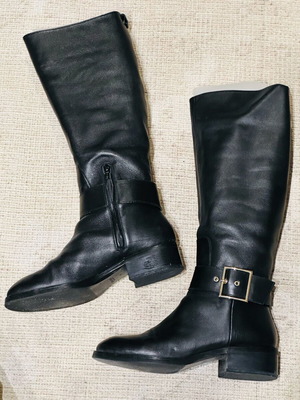 Zara black leather boots like new, size 41