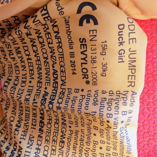 Child life jacket with integrated armbands used