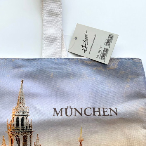 Munich Fabric Shoulder Bag with Travel Print New