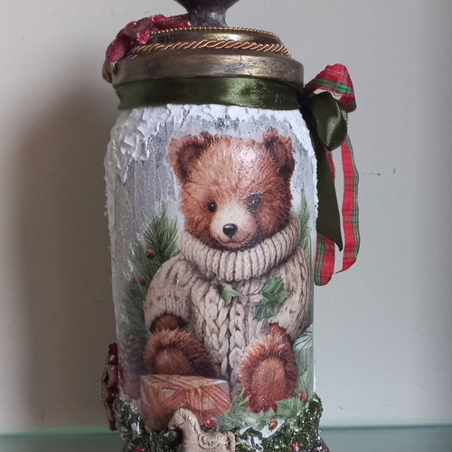 Christmas vase handmade new 24×10 cm
