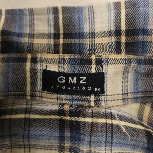 Plaid Long-Sleeve Shirt GMZ Creation Medium like new, blue and white