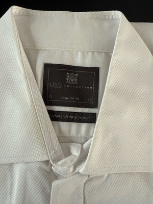 M&S men's shirt size 17 like new, white cotton