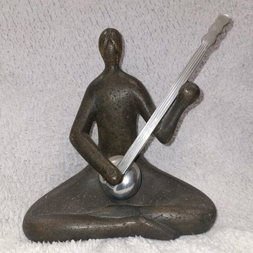 Decorative musician sculpture with sitar used, modern minimal art