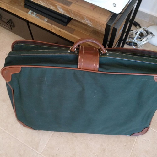Vintage suitcase from France used with luxury waterproof fabric and leather