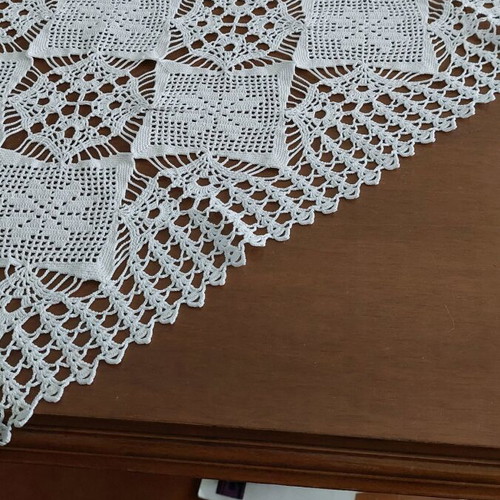 Set of white crochet tablecloth and square 170x170cm and 80x80cm new