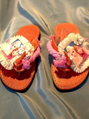 Frozen Elsa & Anna Kids Leather Sandals Size 29 New