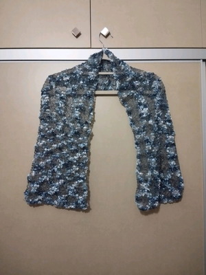 Knitted scarf like new with silver thread gray 25×1.50