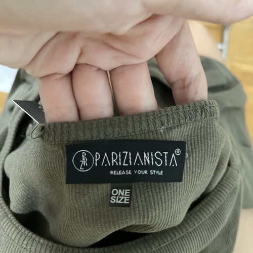 Parizianista women's blouse new, one size, khaki with puff sleeves