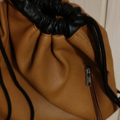 Backpack leather pouch like new, tan, backpack style