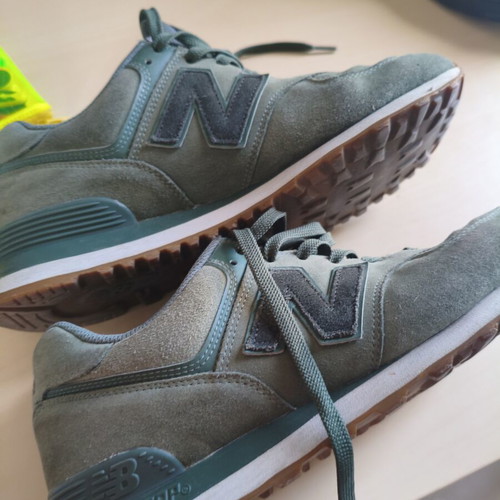 New Balance 574 sneakers used, size 44, khaki with gum sole