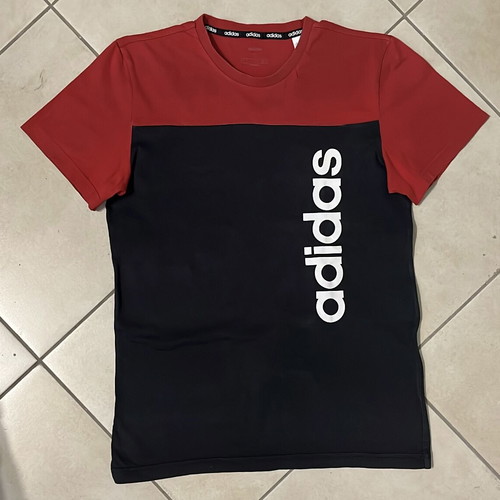 Adidas Men T-Shirt red and black colorblock, size S, like new