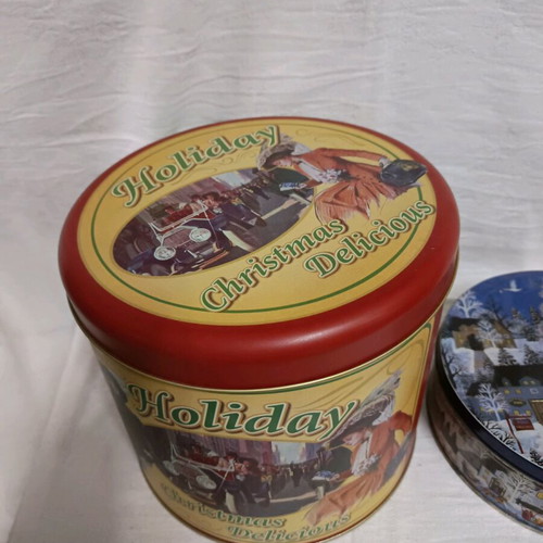 Metal Christmas boxes used, set of 2 pieces