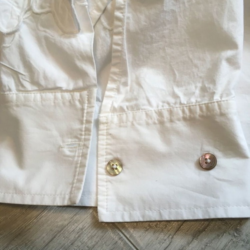 Forte Forte En Fleur shirt used, white cotton poplin with floral embroidery