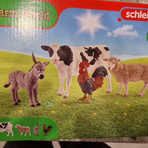 Schleich Farm World starter playset with cow, sheep, rooster, donkey