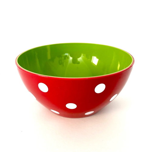 Spiegelburg Salad Bowl like new, red with white polka dots