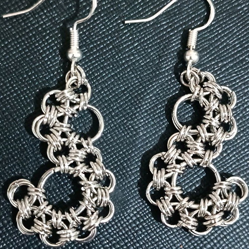 Earrings made of rings new handmade, silver