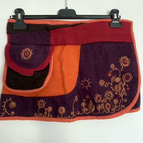 Hippie style wrap-around skirt-belt, multicolor, wool-like