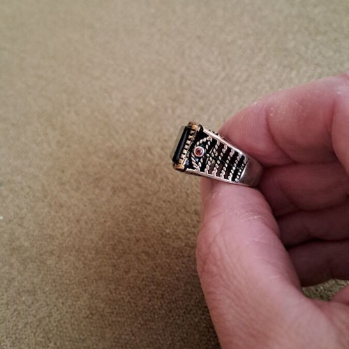 Silver ring with green stone new