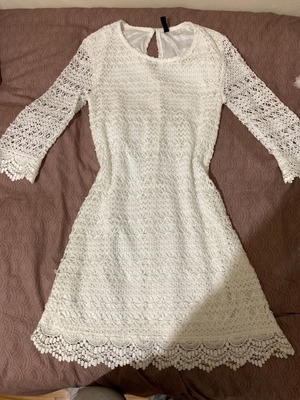 Lace dress used, white, size S H&M