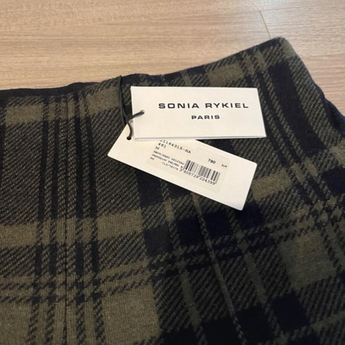 Sonia Rykiel Paris women's plaid pants, elegant fit, wool
