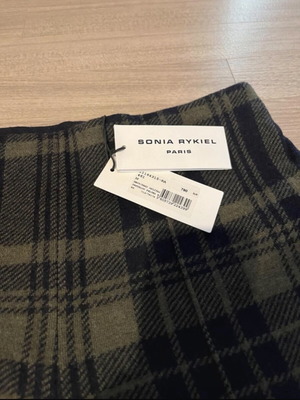 Sonia Rykiel Paris women's plaid pants, elegant fit, wool
