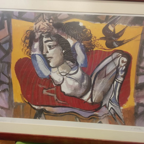 Mytaras Silk Screen Printing Antigone like new, framed 63x80 cm