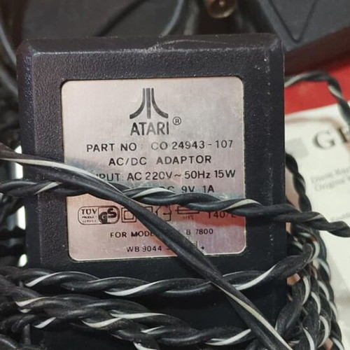 Atari 7800 console used with 2 joysticks and games