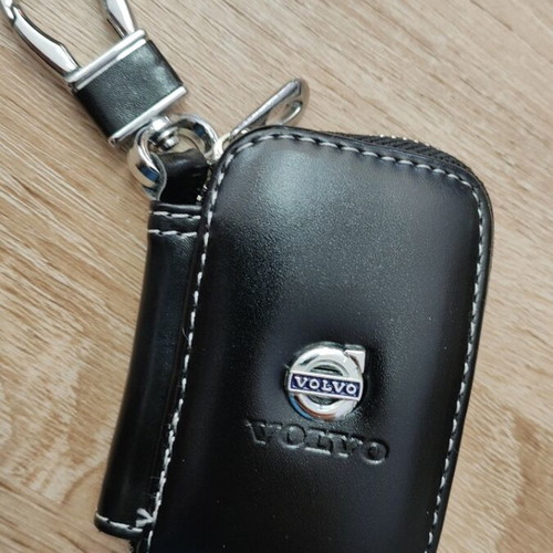 Volvo leather key case, black, new