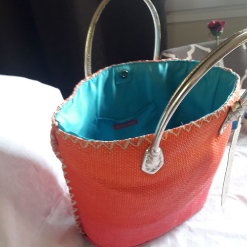 Victoria's Secret straw bag used in gradient shades
