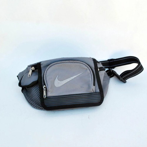Waist Bag Used Grey and Black Nylon Polyester