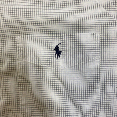 Ralph Lauren Long Sleeve Shirt L, blue and white checked, black logo