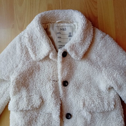 Marks & Spencer Girls' Bouclé Jacket 5 Years 110 cm Like New White