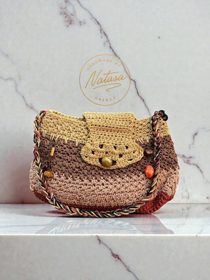 Handmade knitted shoulder bag in earthy tones new