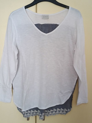 Esante women's long-sleeve blouse new, white and blue, size XL