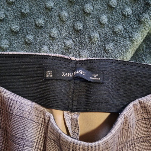 Zara women's checked pants medium like new, beige brown