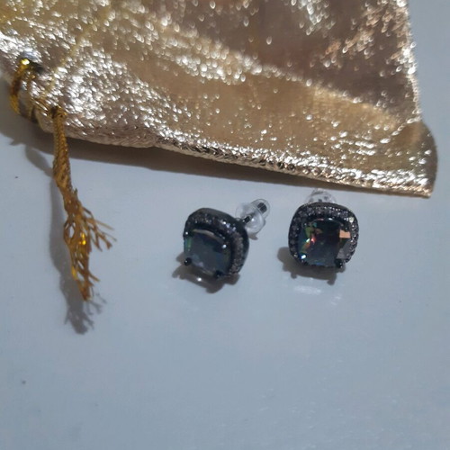 Earrings new, black with square diamond detail, unused