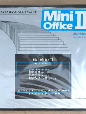 Mini Office II database software like new, Amstrad disk, Clam Box