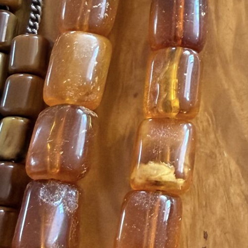 Vintage collection of 17 komboloi with natural amber and 925 silver