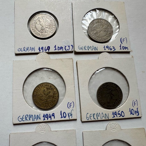 Coins from Germany 1950 and Japan used, pack of 24